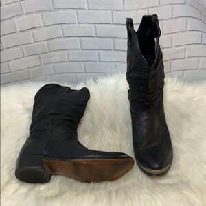 Durango Scrunched Slouch Black Leather BootsSz 10